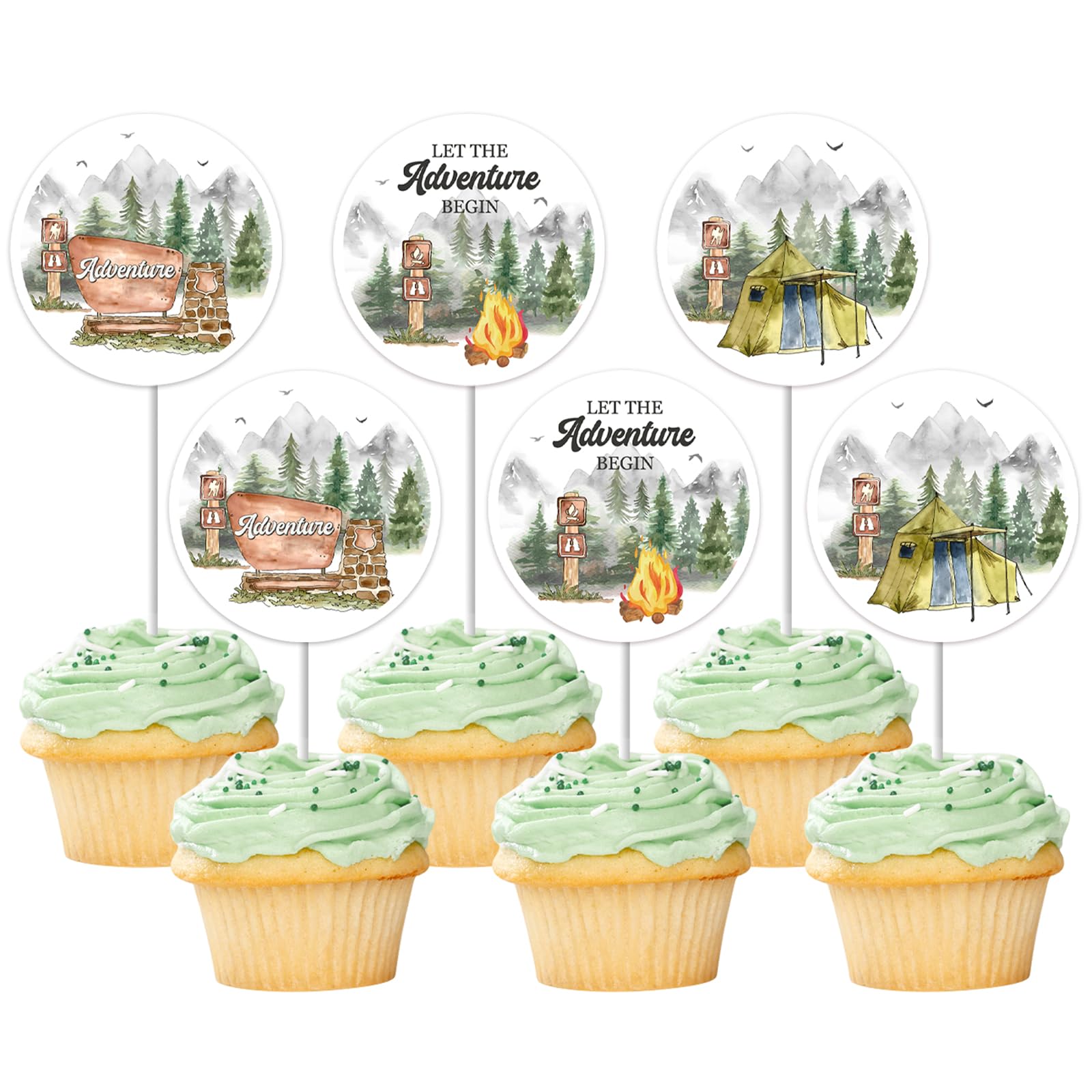 Huray Rayho National Park Wooden Cake Topper - "Let The Adventure Begin" For Baby Shower, Wedding, Birthday - View #3