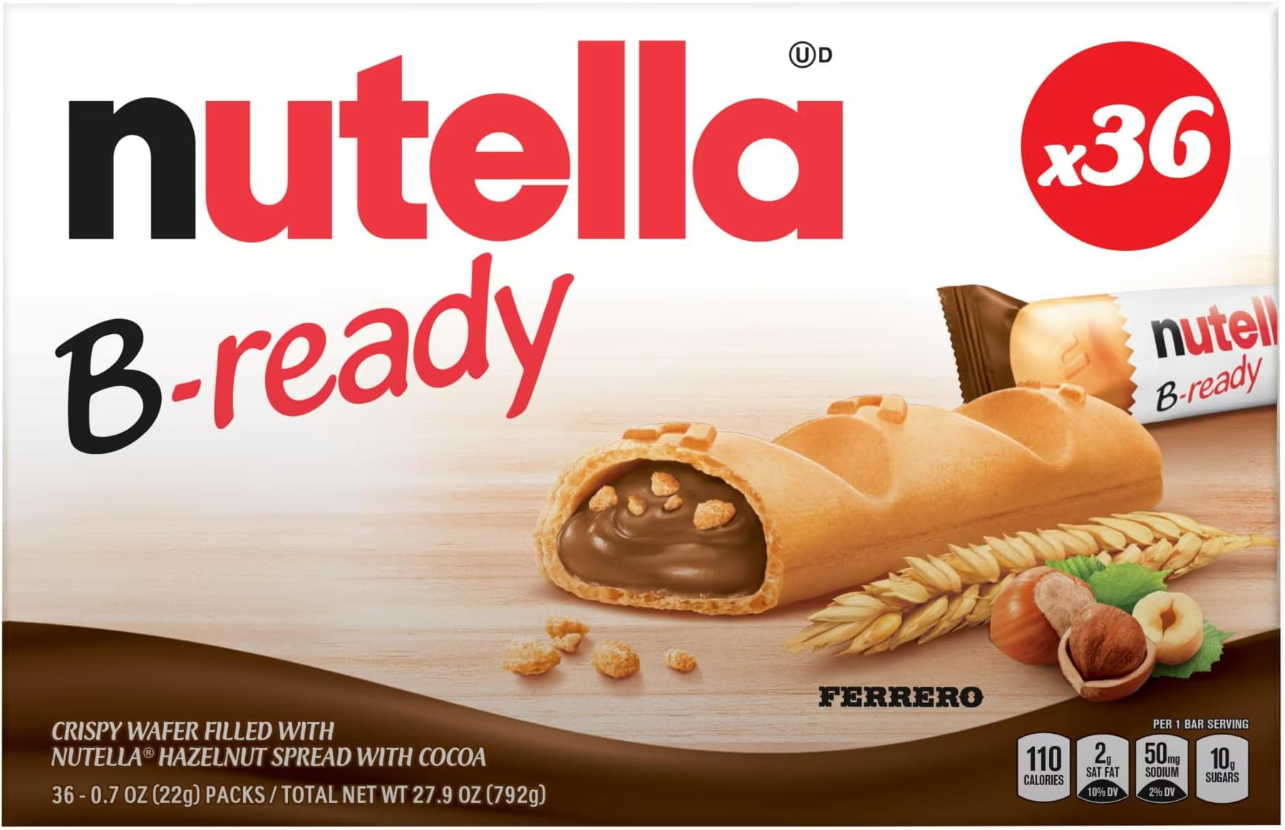Nutella B-Ready, 36 ct,1.74 lbs