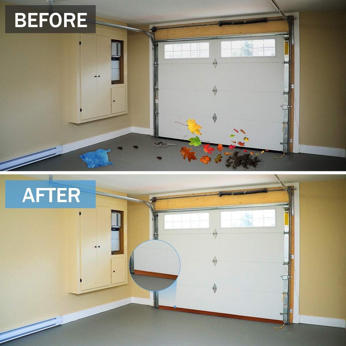 Door Draft Stopper Bottom Seal Strip Weather Stripping Gap Noise Blocker Air Guard Door Sweeps Strong Adhesive, 2" W x 39" L, Brown