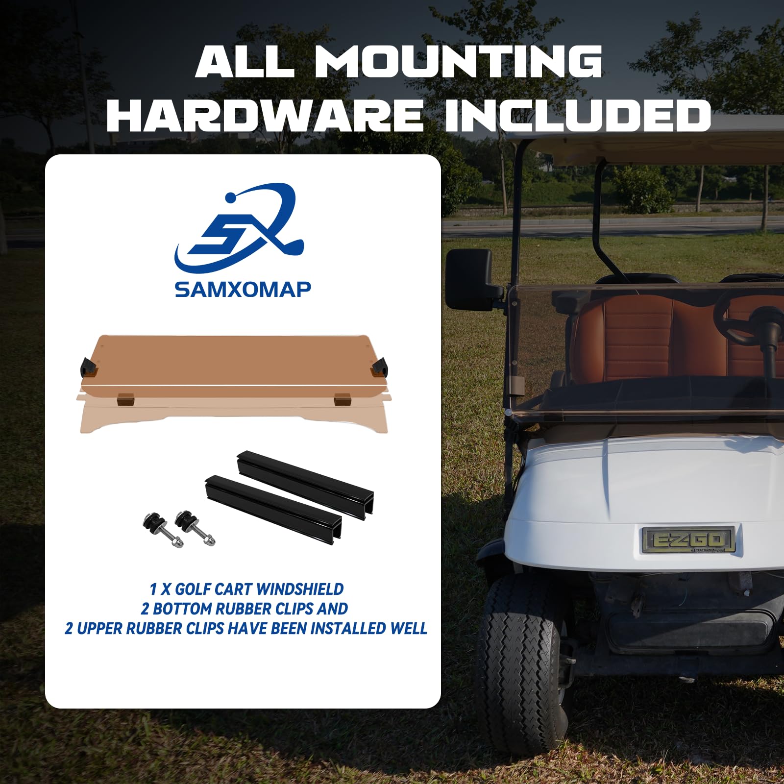 EZGO - Parabrisas para carrito de golf EZGO TXT 1995-2013 EZGO TXT y Medallist, plegable, protección UV y resistente a los golpes, acrílico transparente/tintado