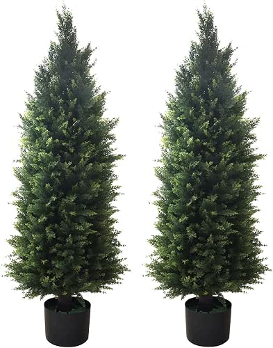 Artificial Cedar Topiary Tree, 2-Set, 4 Feet Tall
