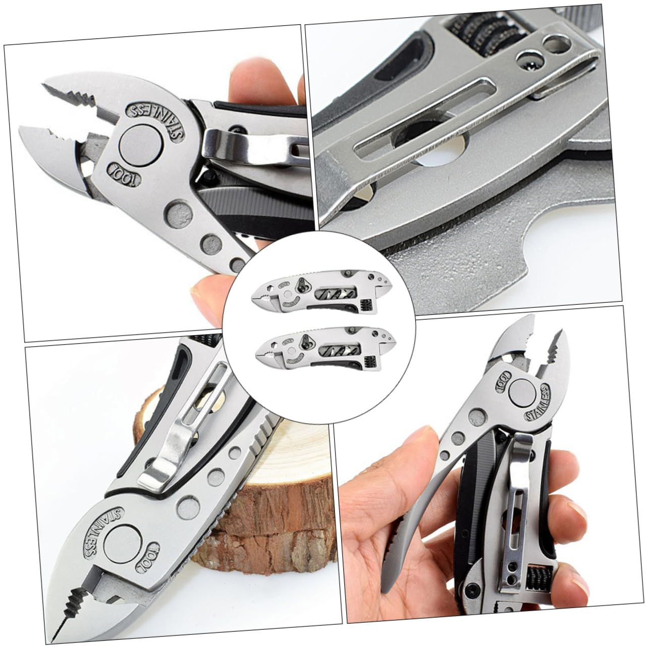 Pinza Multifunzione 2pezzi in Acciaio Inossidabile, Portatile