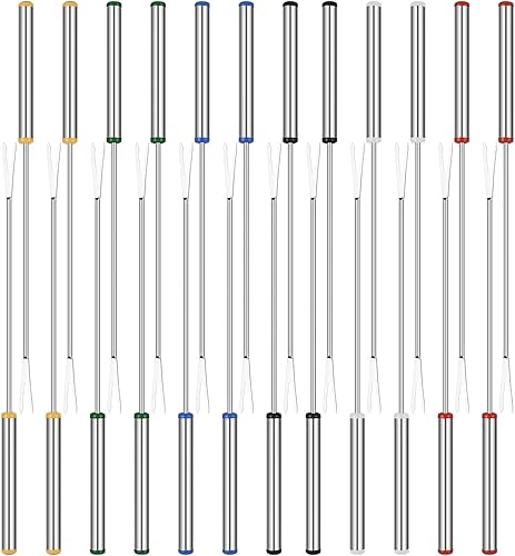 BetterJonny - 24 tenedores para fondue de acero inoxidable de 9.4 pulgadas, tenedores de queso codificados por colores con mango resistente al calor