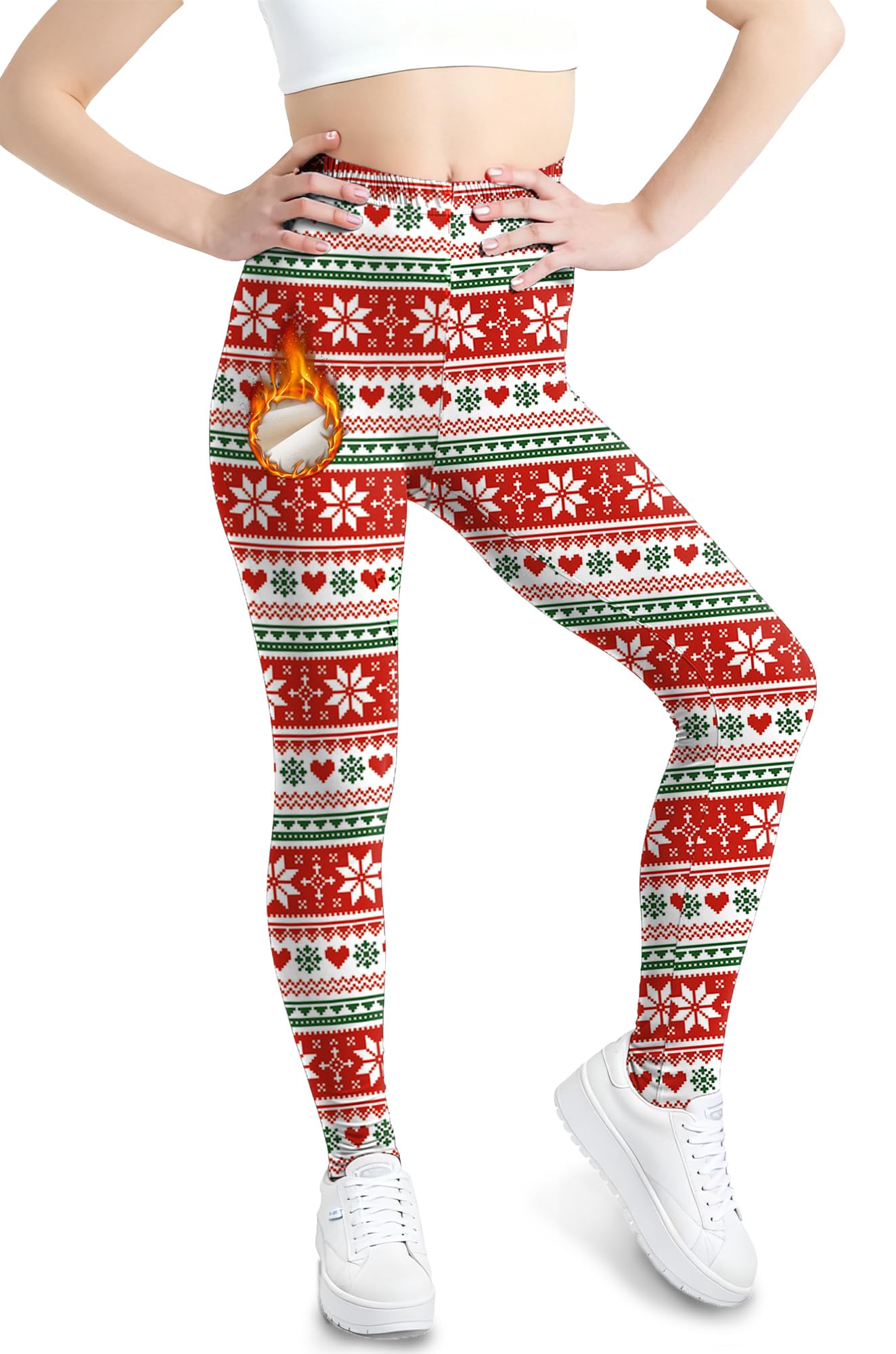 BesserBay Girls Ugly Christmas Leggings Fleece Lined Thick Stretch Yoga Pants 6-14 Years