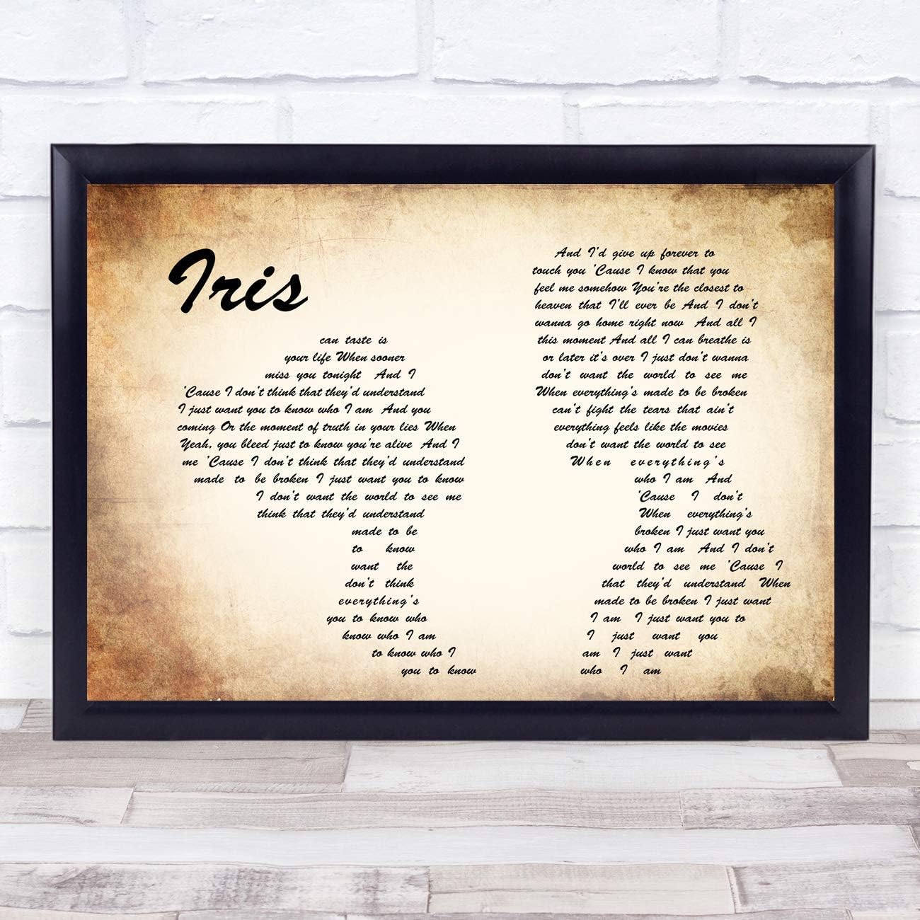 123 BiiUYOO Goo Goo Dolls Iris Man Lady Couple Song Lyric Quote Print with Frame 14