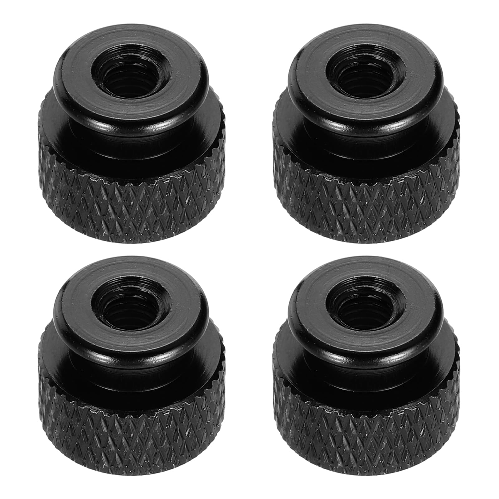 sourcing map 4pcs Knurled Thumb Nut, M4 12mm OD 10mm Height 6061 Anodized Aluminium Alloy Hand Screw Nut, Metal Chassis Screw for Machinery, DIY Assembly, Electronics, Bright Black