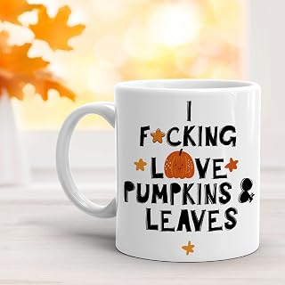 Beaver Fun, I Love Pumpkins & Leaves Mug, Fall Mug, Fall Home Decor, Fall Coffee/Tea Mug, Personal Gift, 11oz Coffee Mug, Pumpkin Latte Mug