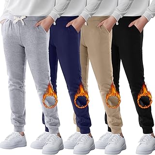 Silkfly 4 Pack Boys and Girls Sweatpants with Pockets Active Fleece Jogger Pants for Kids Size 8-14 Years