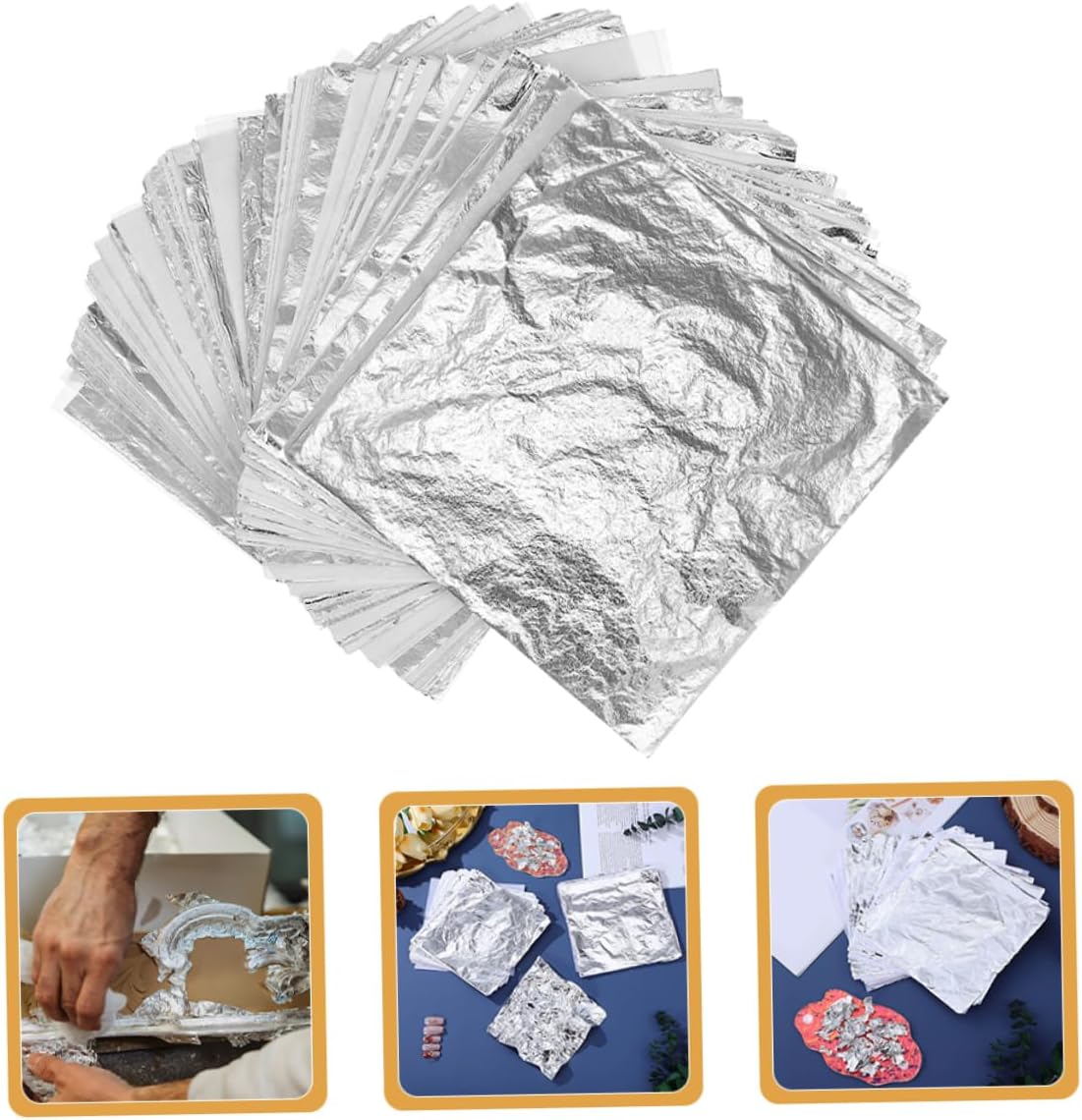 HOMSFOU 150pcs Decorative Silver Foil Sheets for Silver Foil Sheets for Decor Easy to Apply and Versatile Imitation