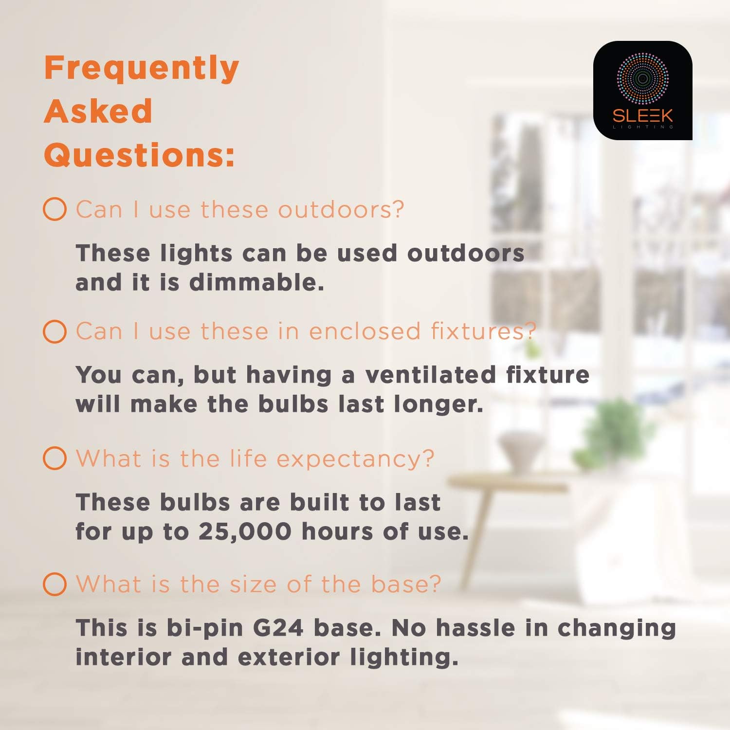 SLEEKLIGHTING GU24 LED Light Bulb, 2 Prong Light Bulb - Dimmable,9 WATT, Twist Lock Base, Replacing CFL Ceiling Lights, 5000K Daylight White, 240 Degree, UL Listed - 4 Pack