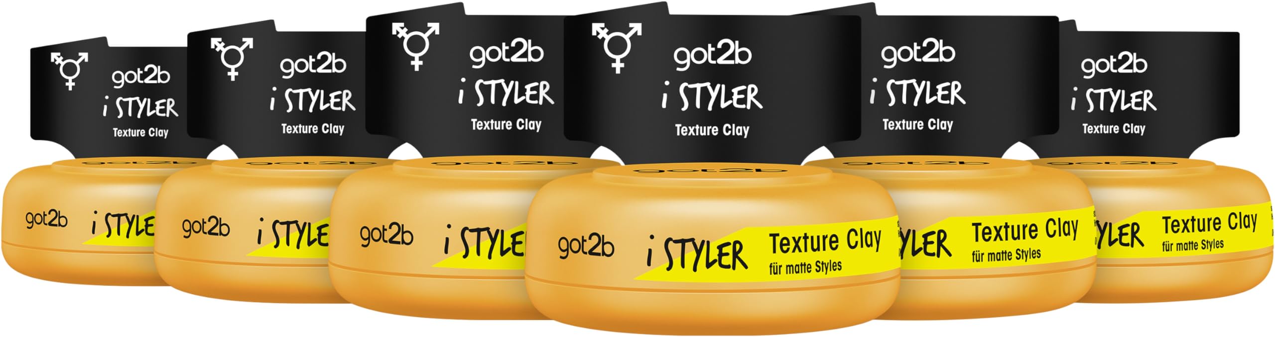 got2b Schwarzkopf iStyler Texture Clay Halt 4 (6x 75 ml), Haarcreme für Männer verleiht einen coolen Matt-Effekt, Haarpaste für einen texturierten, matt definierten Style
