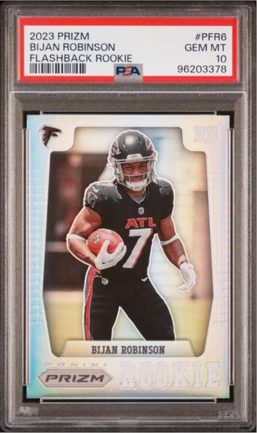 Graded 2023 Panini Prizm Bijan Robinson #PFR6 Flashback Rookie RC Football Card PSA 10 Gem Mint