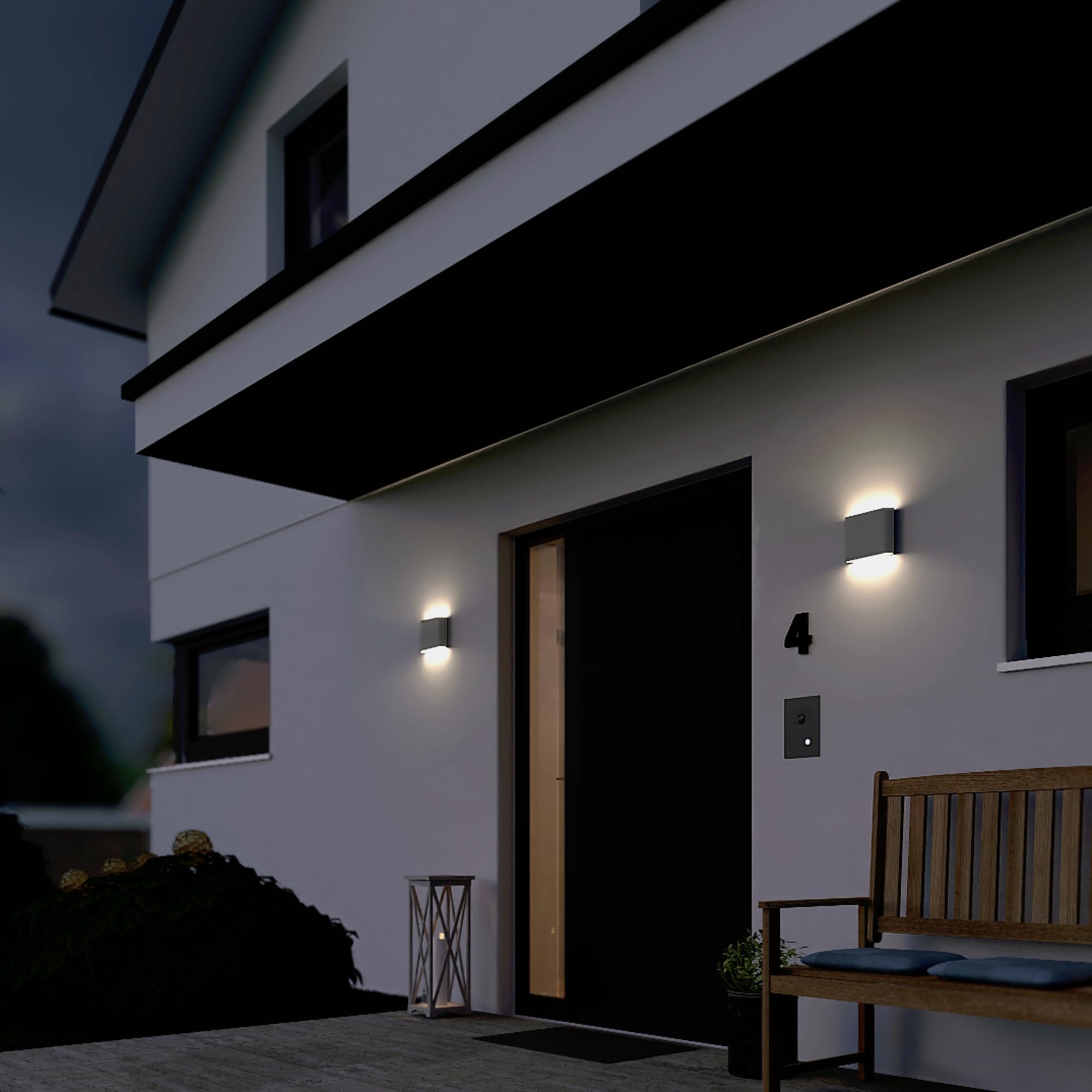 SSC-LUXon 3x TWEO Wandlampe Up and Down Lampe für Außen & Innen IP54 - Außenleuchte Wand LED anthrazit warmweißes Licht 230V