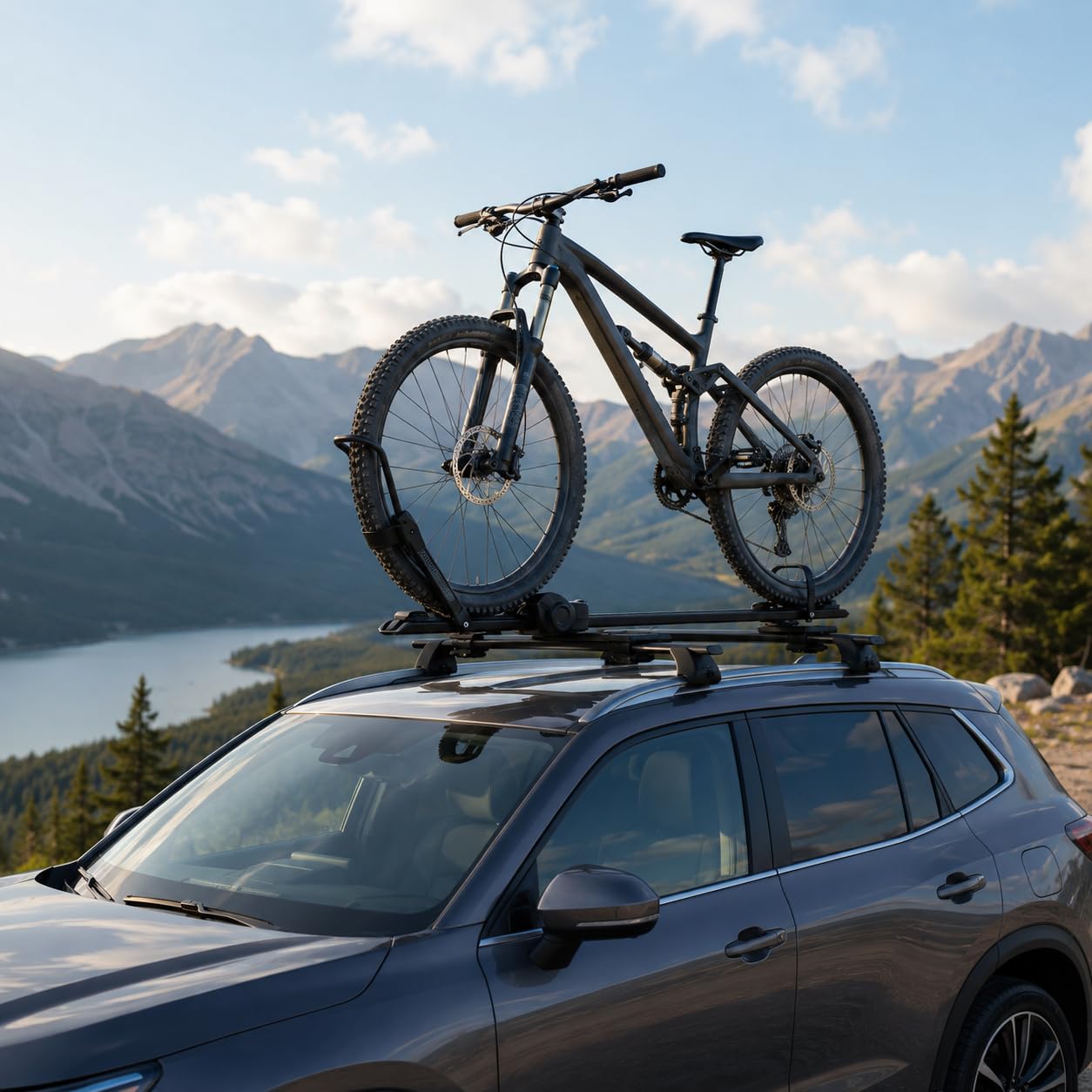 Portabicicletas de techo para coche, soporte para bicicleta en barras de techo con doble bloqueo anticipol, portabicicletas plegable y ajustable para bicicleta de carretera, SUV monoespacial MPV