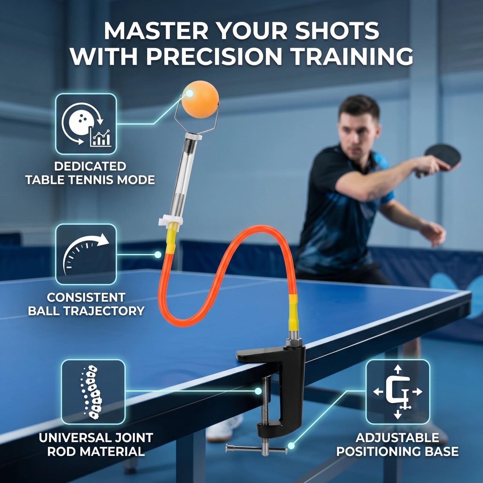 Robot de Tenis de Mesa Profesional Entrenador de Ping Pong con Clip de Bola