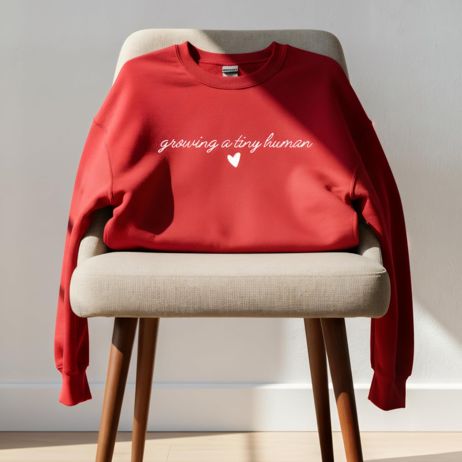 Growing a Tiny Human Pregnancy Announcement Sweatshirt, Maternity Sweater Crewneck, Lightweight Cotton Blend, Relaxed Classic - Image 2