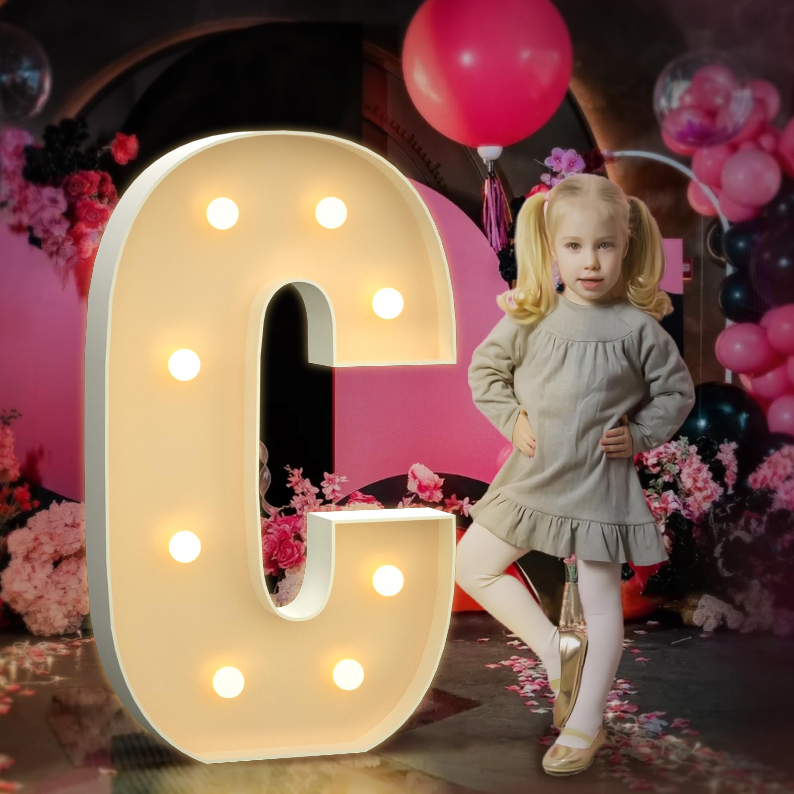 Marquee Letters 3 Feet Tall 3FT Large Light Up Letters C for Backdrop Big Marry Me Sign Birthday Party Decorations Engagement Party Pre-Cut Foam Board