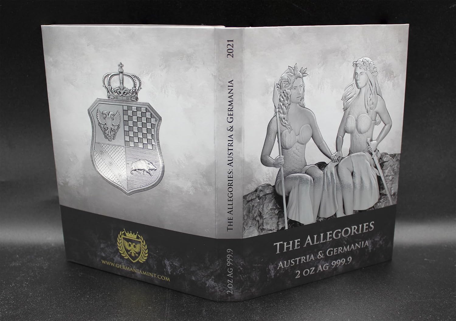 2021 DE Allegories Series - 2 oz Silver Austria and Germania Coin Brilliant Uncirculated with Original Mint Packaging and Certificate of Authenticity DM10 BU