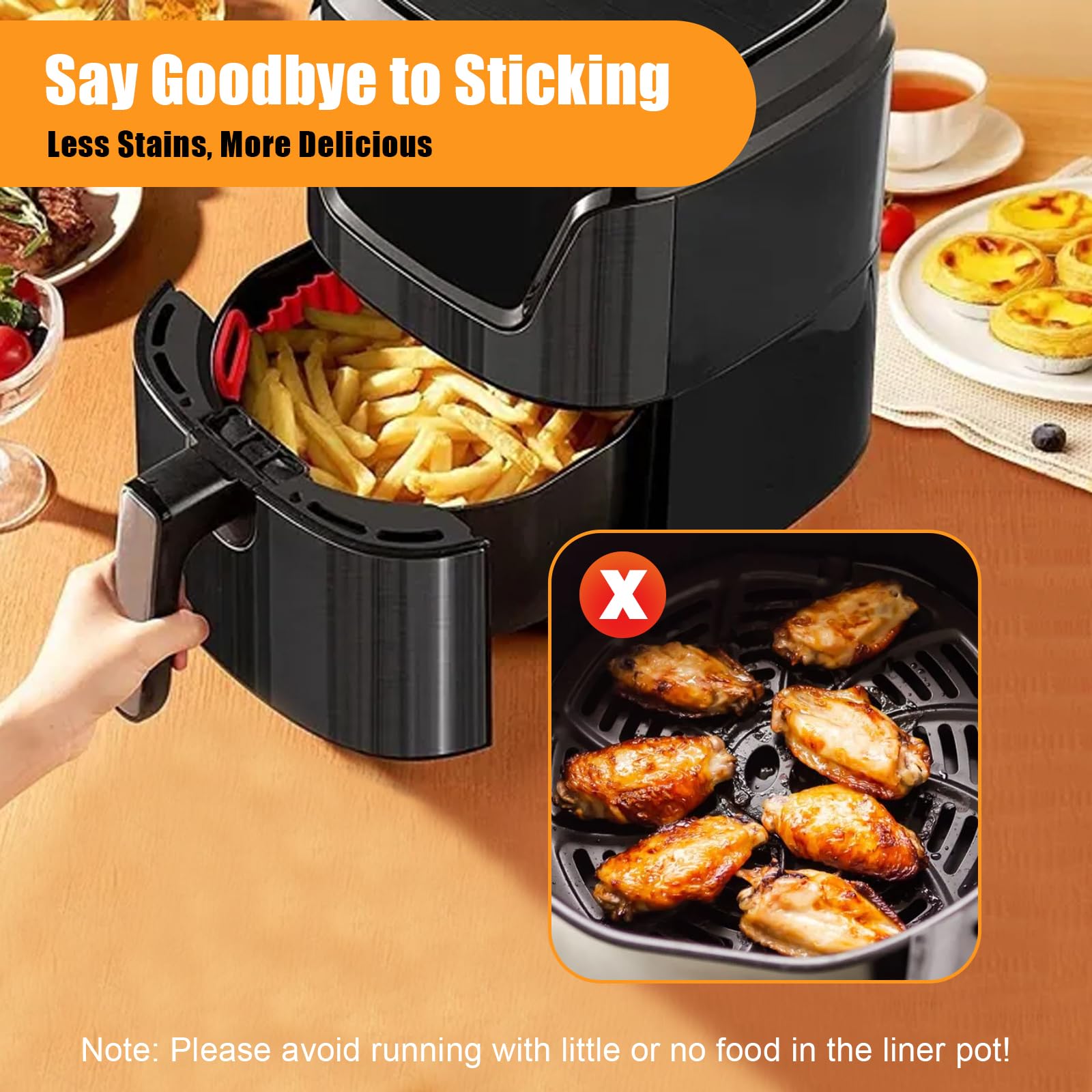Air Fryer Liners - 4 Pack Reusable Silicone -5