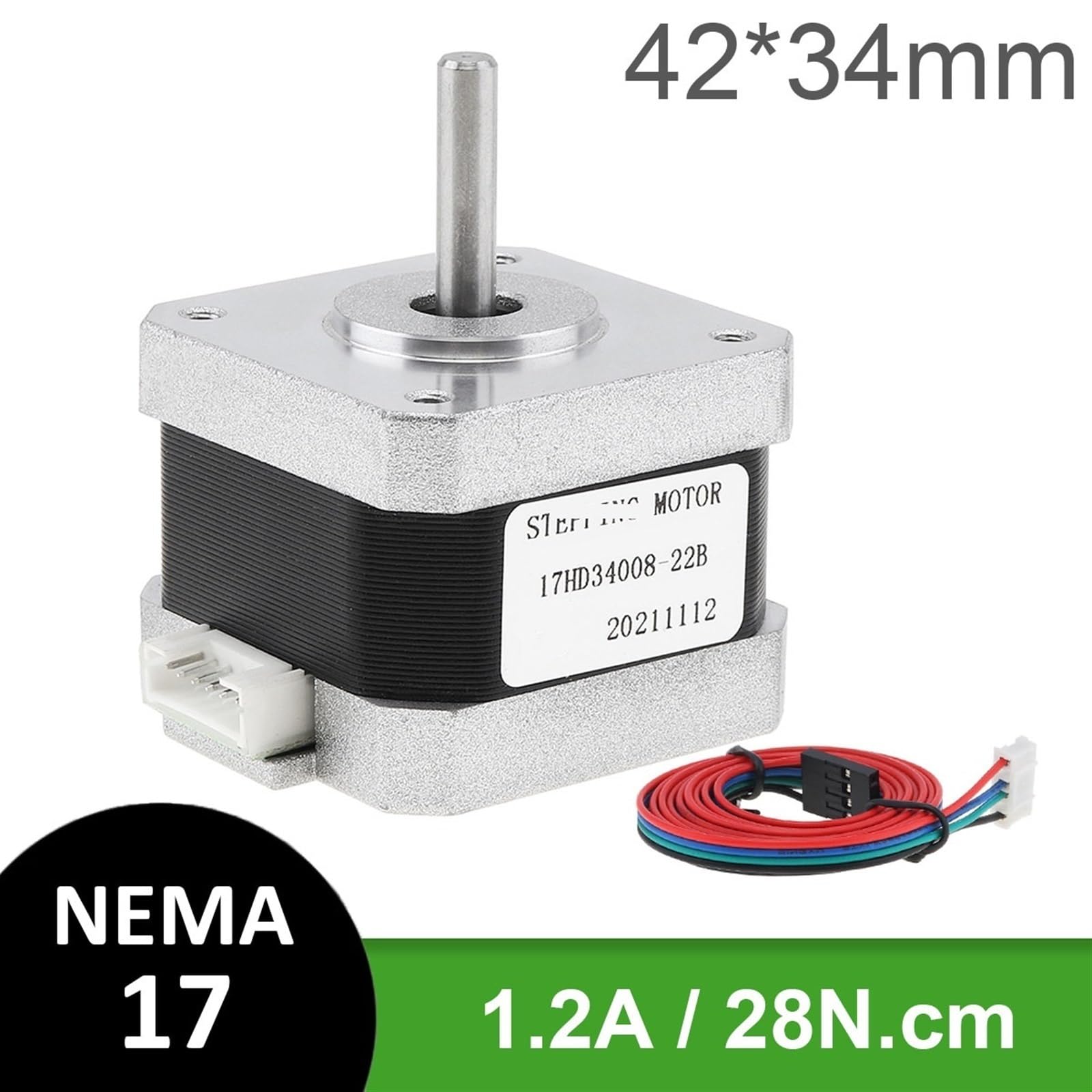 Motore passo-passo Nema 17 Motore 42 23mm 10N.cm 17HD23001-22B Motore 1 pz (Size : 34mm 28N.cm 1.2A)