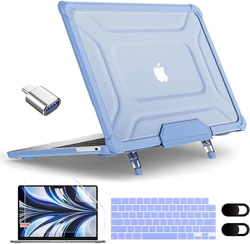 MEEgoodo Funda para MacBook Air M3 de 15 pulgadas 2024 2023 A3114 A2941 con chip M3 M2 con resistente a los golpes, carcasa para laptop con marco