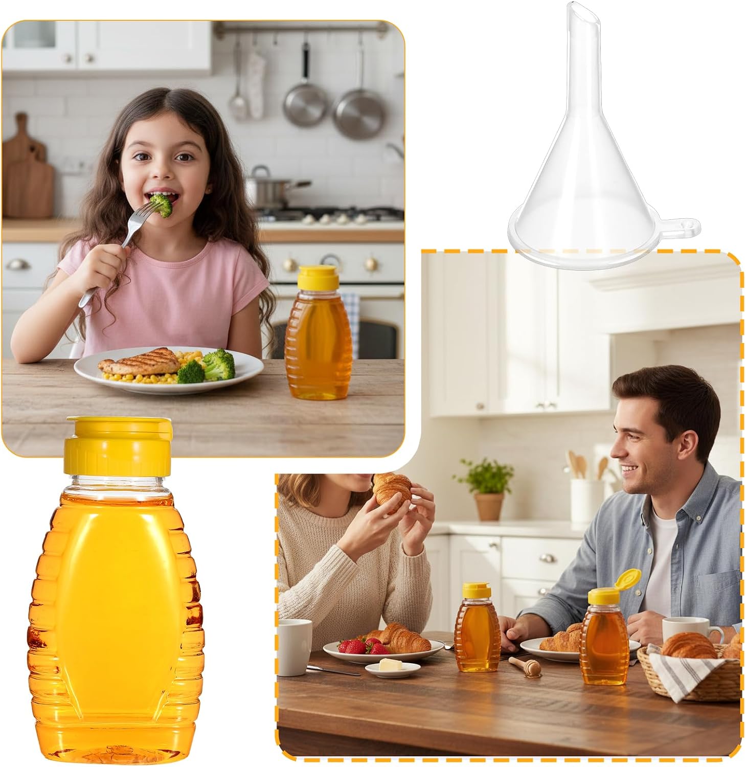 2 Pc Honey Squeeze Bottle 180ml Empty Plastic Honey Bottle Honey Dispenser