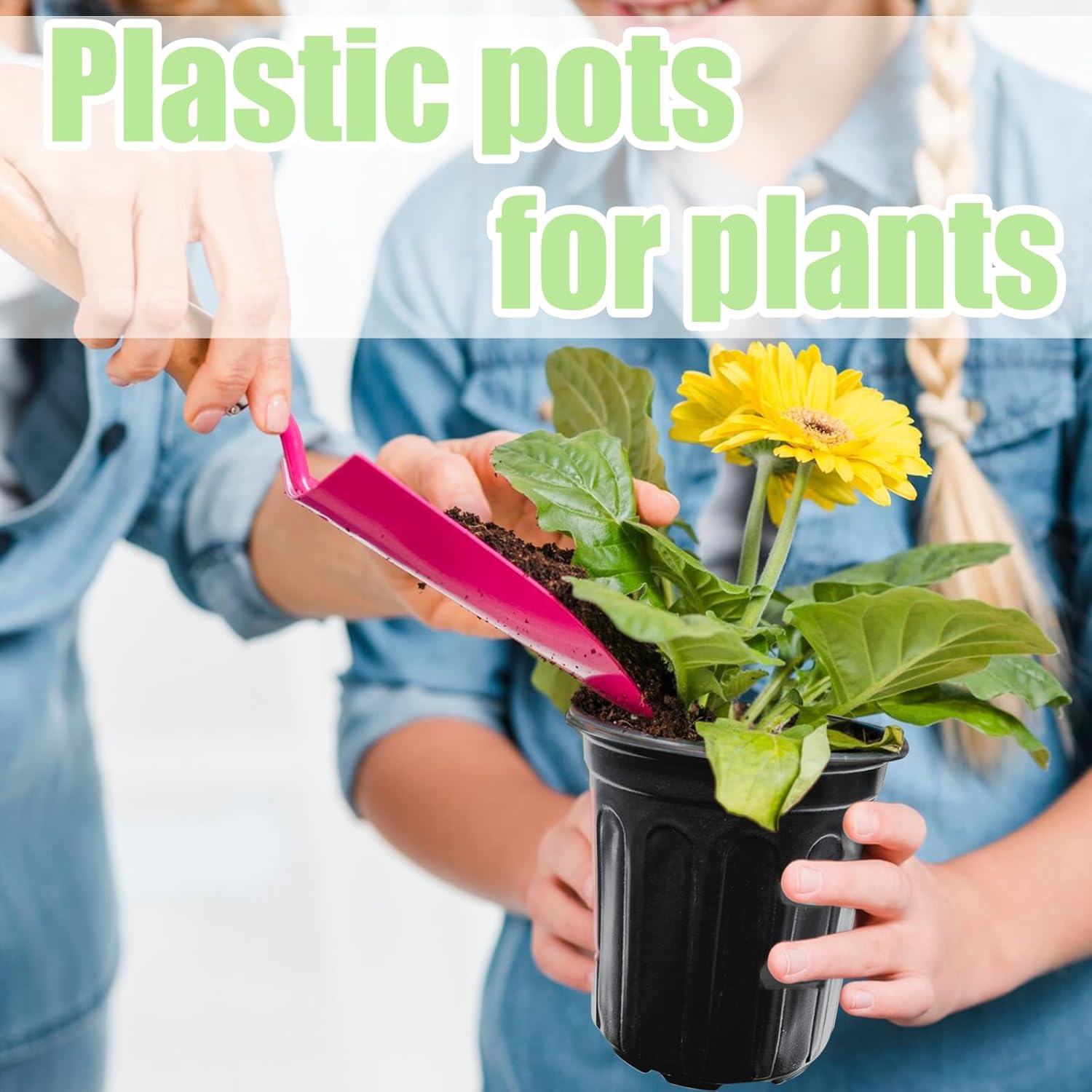 Jgalnim 60 Pack 1 Gallon Nursery Plant Pots,Thickened Flexible Plastic Seedling Pot with Holes,Flower Plant Container for Succulents,Cuttings,Transplanting,Home Garden(Black) thumbnail