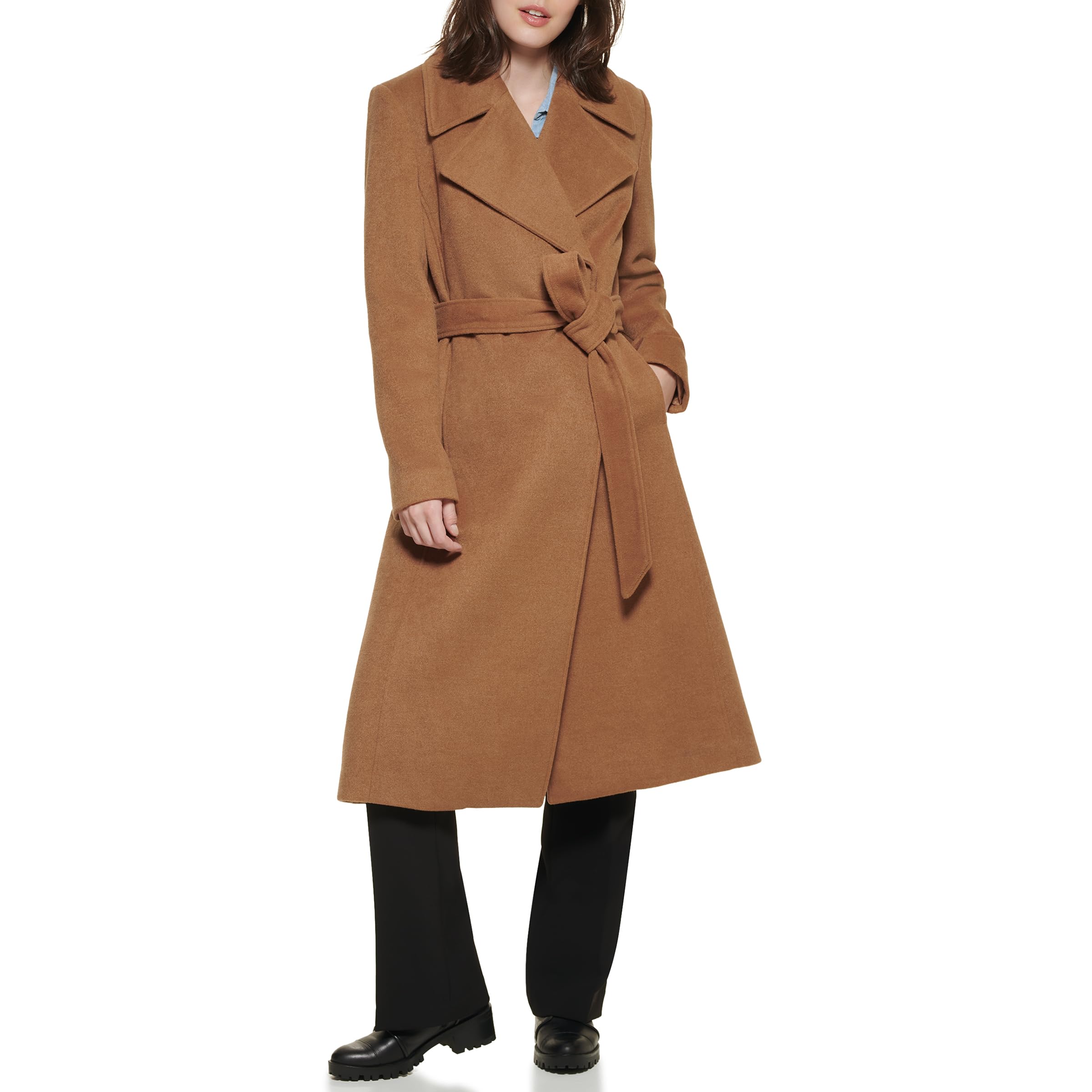 KARL LAGERFELD Luxe Twill Classic Belted Maxi Sudadera corta con capucha Mujer