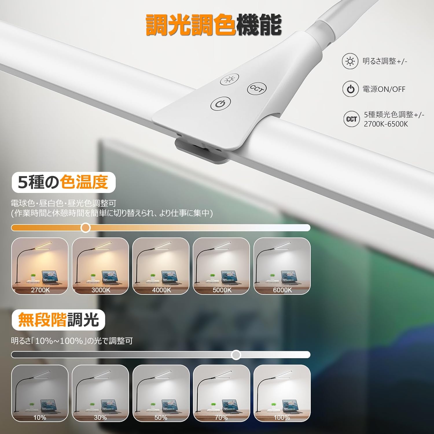 Close-up of Wobane LED Desk Lamp touch controls