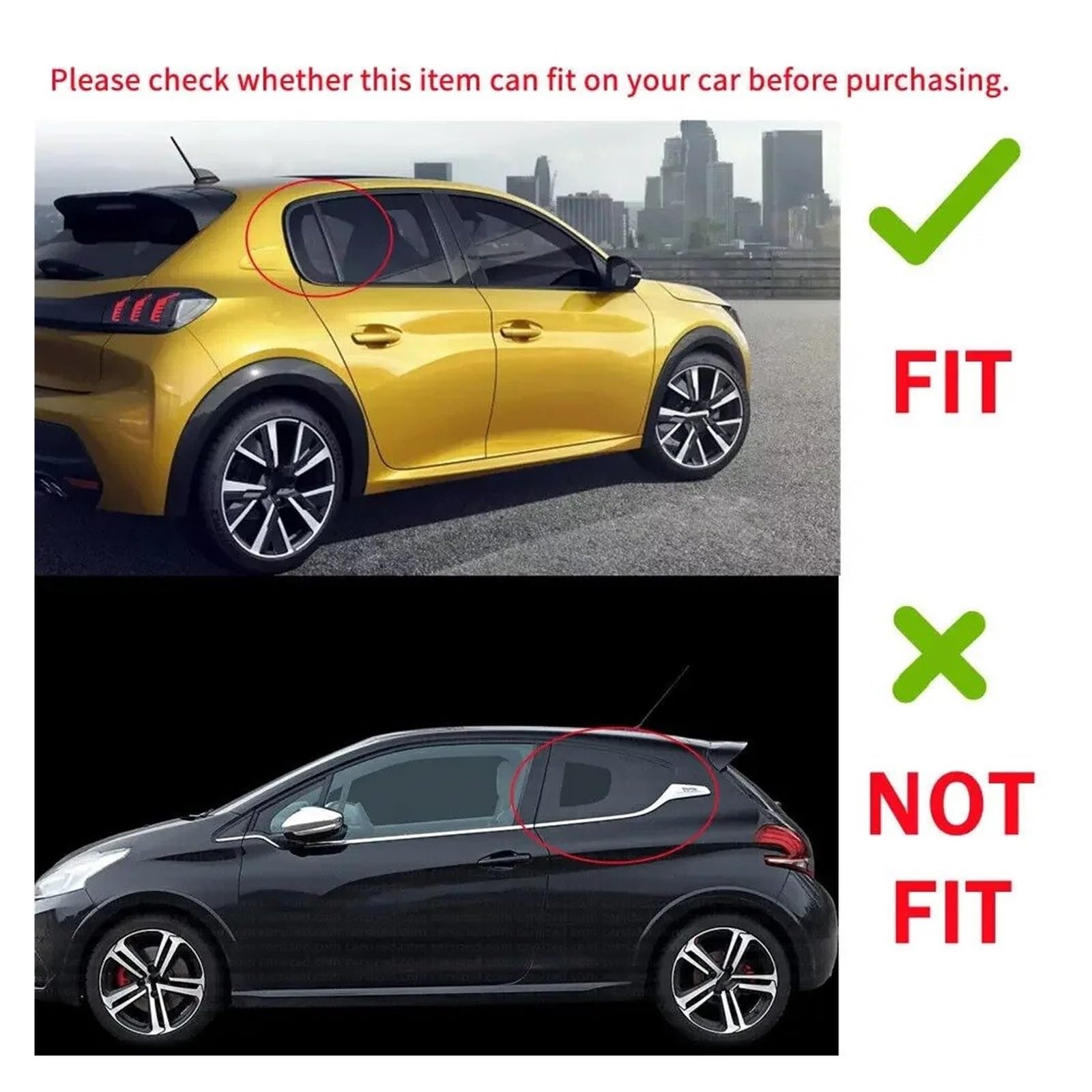 Spoiler Posteriore Per Peugeot 208 2018 2019 2020 2021 2022 2023 2024 Auto Posteriore Persiana Finestra Laterale Copertura Adesivo Vent Scoop Carbonio ABS Spoiler Sul Tetto(Gloss Black)