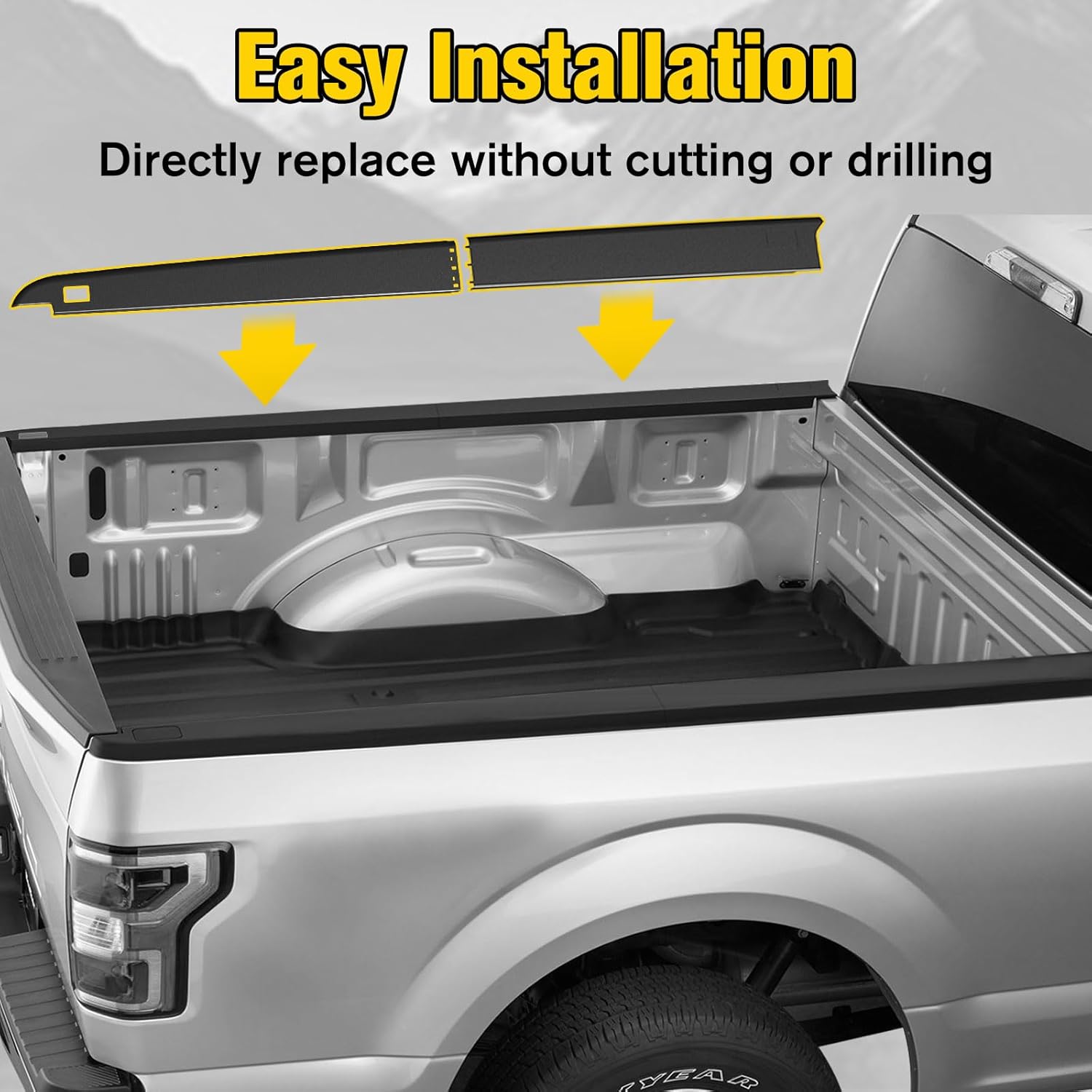 5.7ft Truck Side Bed Rail Caps for 2009-2018 Dodge Ram 1500 Crew Cab, Bedrails Covers Top Protectors Molding Cap w/Stake Holes for Dodge Ram 1500 with 5.7' Bed Accessories, 4PCS