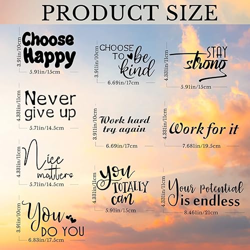 Miniatura 2 de 10 calcomanías inspiradoras de pared para despegar y pegar, citas positivas, decoración de pared, extraíble, impermeable, calcomanías motivacionales