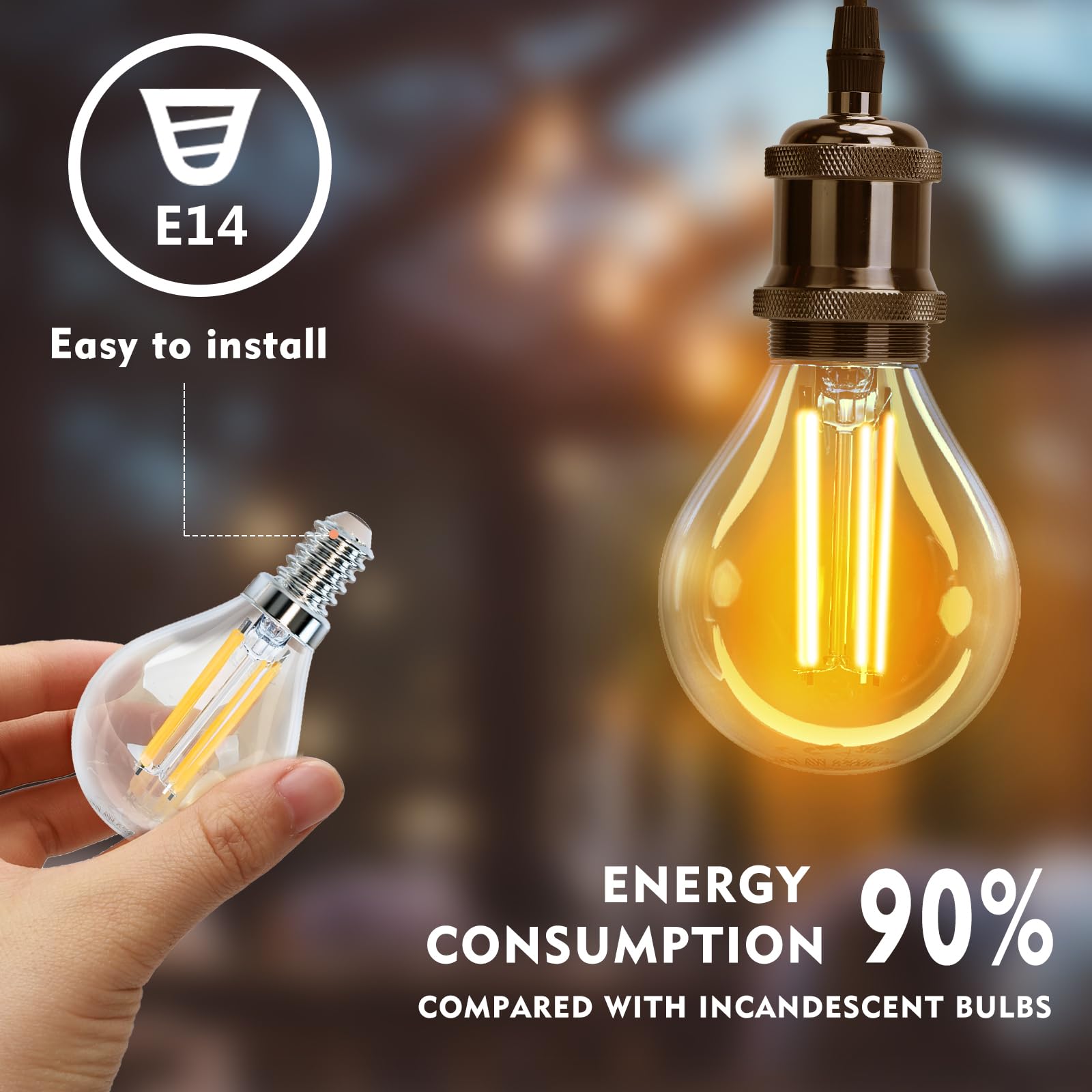 Aigostar E14 LED Lampe Filament 4W (ersetzt 40W),Warmweiß 2700K,470lm ultrahell,Klar Glas Mini Globe Glühbirne,Nicht dimmbar,5 Stück (Packung mit 2)