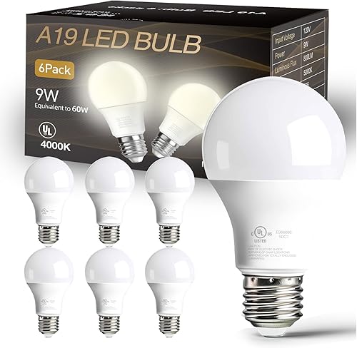 Miniatura 17 de dalattin Paquete de 24 bombillas led A19 de luz diurna blanca 5000K, bombillas estándar equivalentes a 60 W, casquillo E26, 800 lm, ahorro Luz