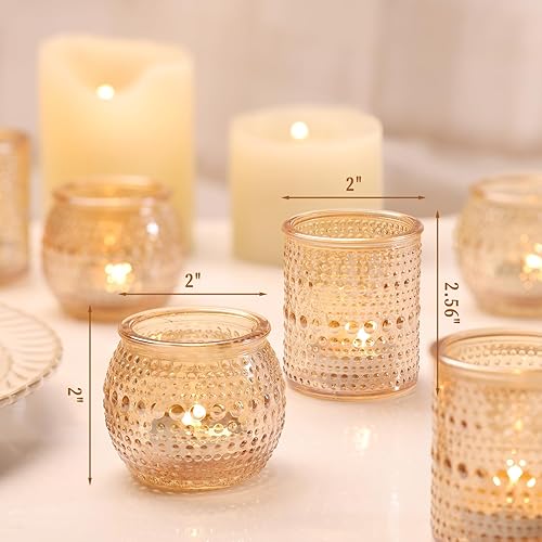 Miniatura 2 de 32 portavelas votivas doradas surtidas a granel, portavelas dorados a granel para decoraciones navideñas Diwali, portavelas de cristal para Acción