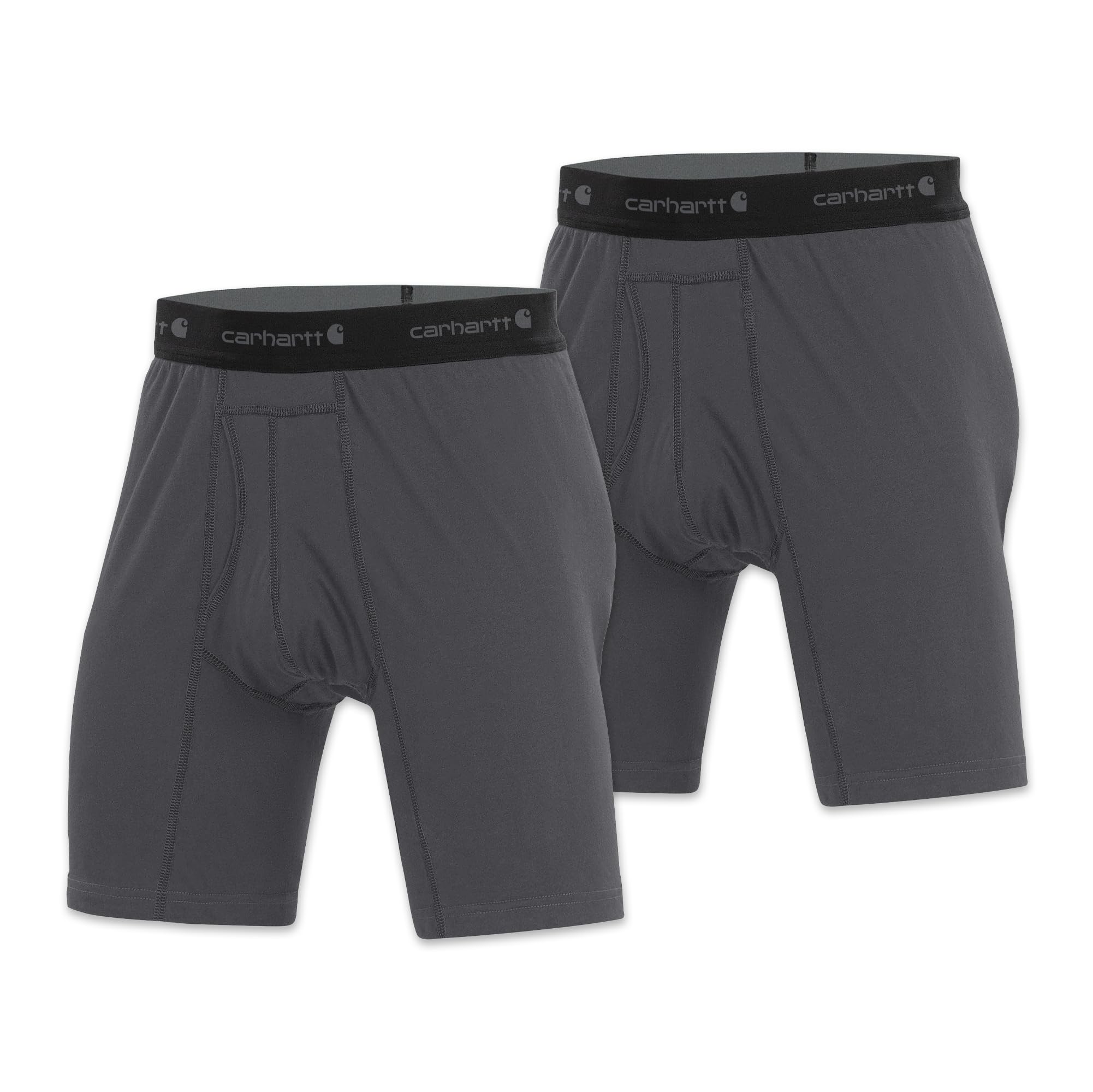 Carhartt Men's 8" Inseam Basic Cotton-Poly Boxer Brief 2-Pack, Shadow, XXXXL