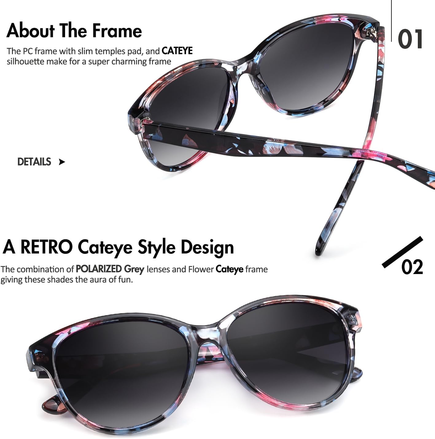 SIPHEW Vintage Round Polarized Sunglasses for Women,Trendy Retro Designer Sunglasses w UV Protection for Outdoor/Medium Fit - Image 5