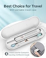 Vista 89 de Rtauys - Cepillo de dientes eléctrico y sónico M5 para adultos y adolescentes, con 8 cabezales de cepillo, de alta potencia, con estuche de viaje, 3