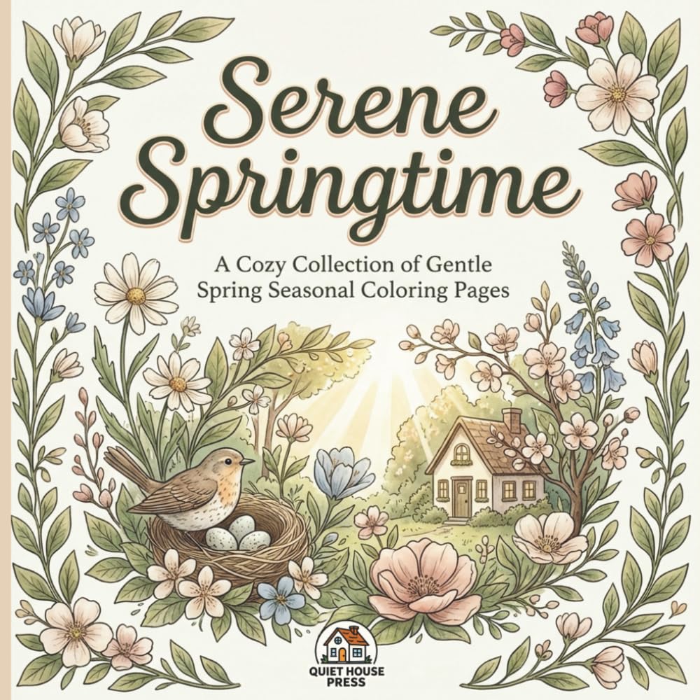 Serene Springtime Coloring Book: A Cozy Collection of Gentle Spring Coloring Pages for Adults & Teens