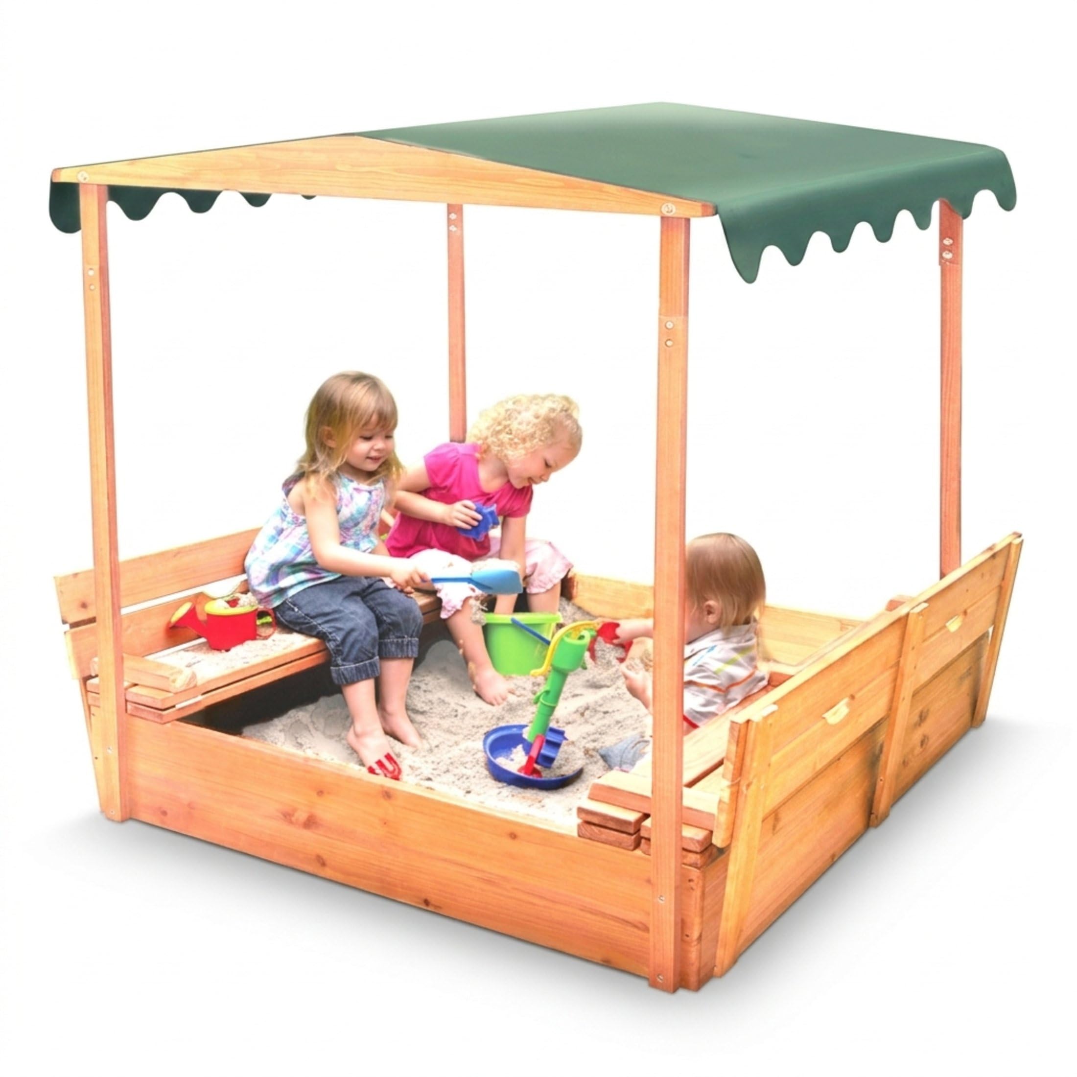 Amazon.com: Badger Basket Sandbox for Kids with Canopy & Benches