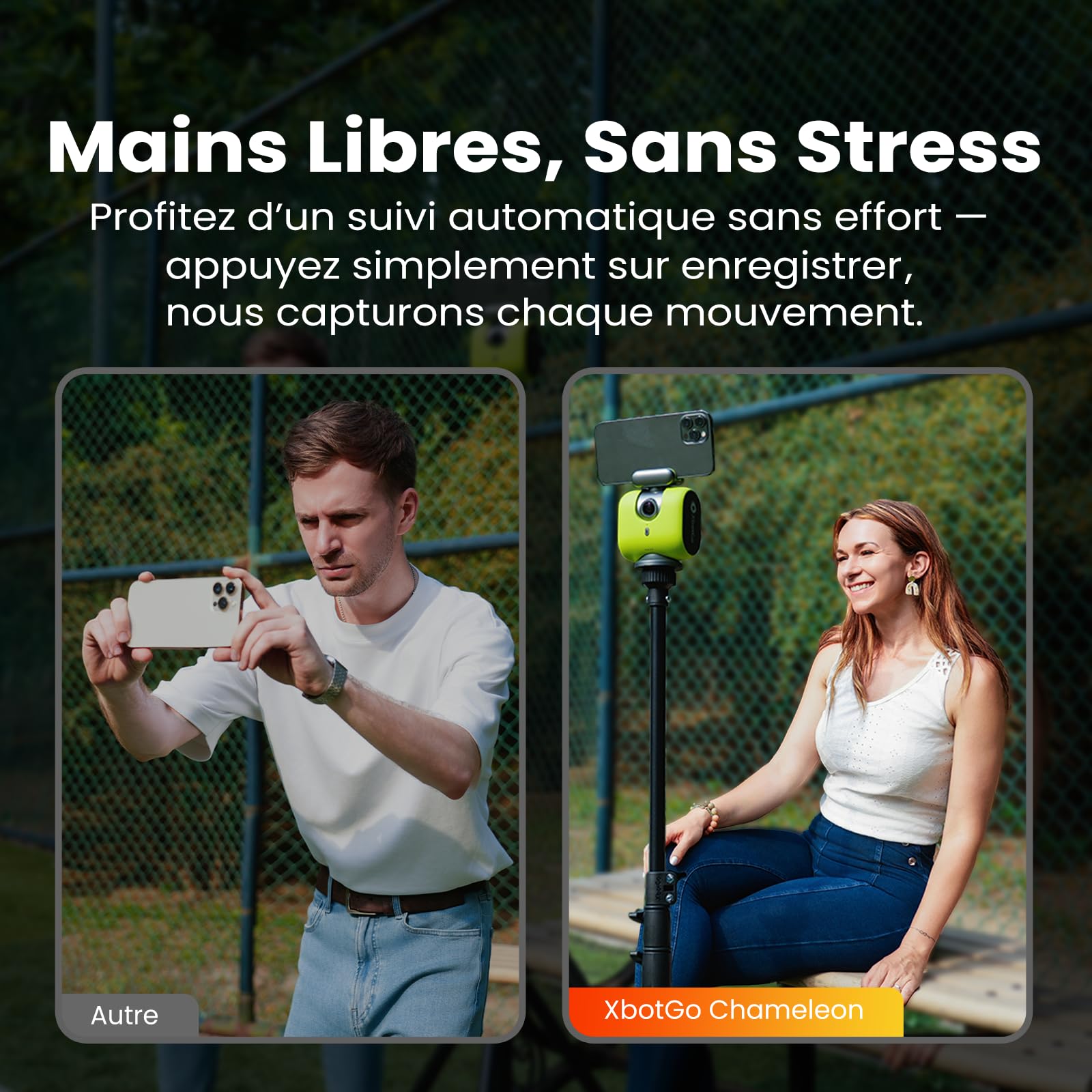 XbotGo Chameleon Caméra d'action Sport 4K 60FPS - SuiviFootball & Enregistrement Basket pour Sports Collectifs, Diffusion Live, Installation Facile, Compatible iOS & Android (Graphite Lave)