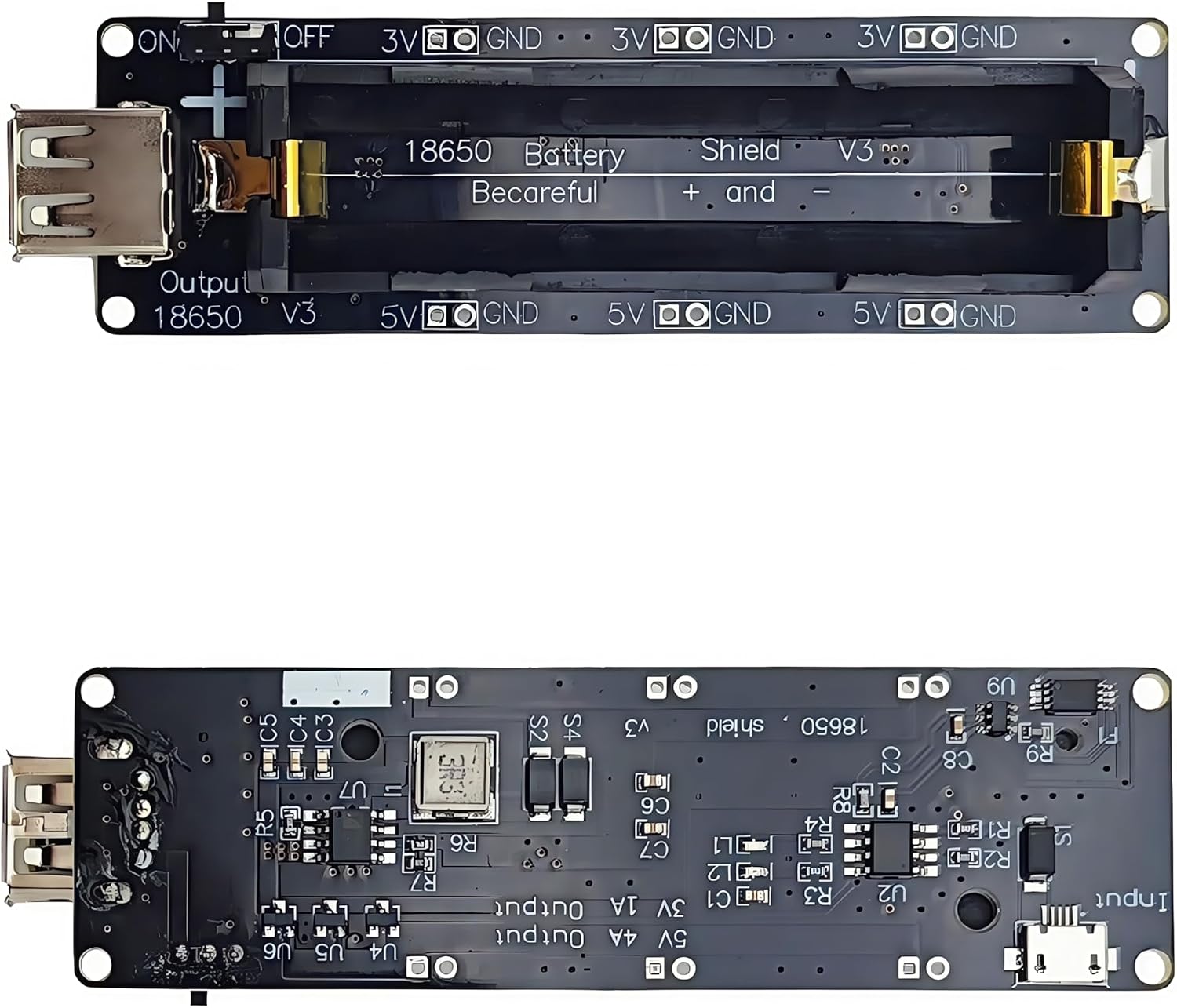 2PCS 1 Slot 1865O V3 Battery Holder Battery Shield Charging Module with USB to MicroUSB Charging Cable