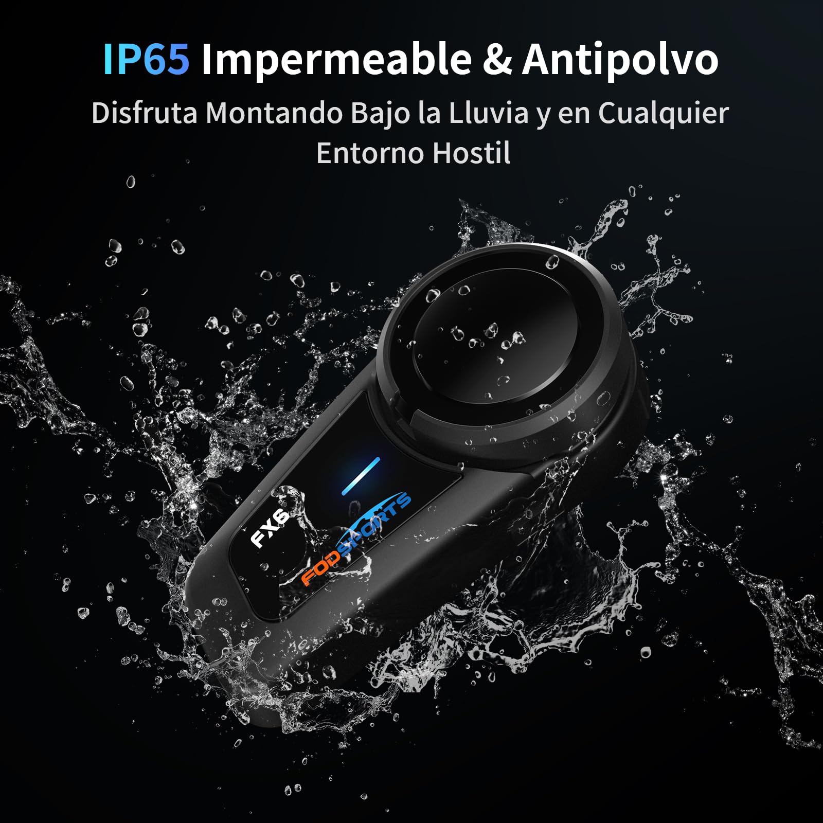 Fodsports FX6 Intercomunicador Casco Moto Bluetooth, Sistema Intercomunicador 6 Motoristas, Manos Libres Moto con Emparejamiento Universal, Auriculares Bluetooth para Motocicleta/ATV