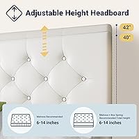 Vista 4 de Allewie - Base de cama con plataforma tapizada tamaño Queen, con 4 cajones de almacenamiento y cabecera, botón cosido en forma de diamante, base