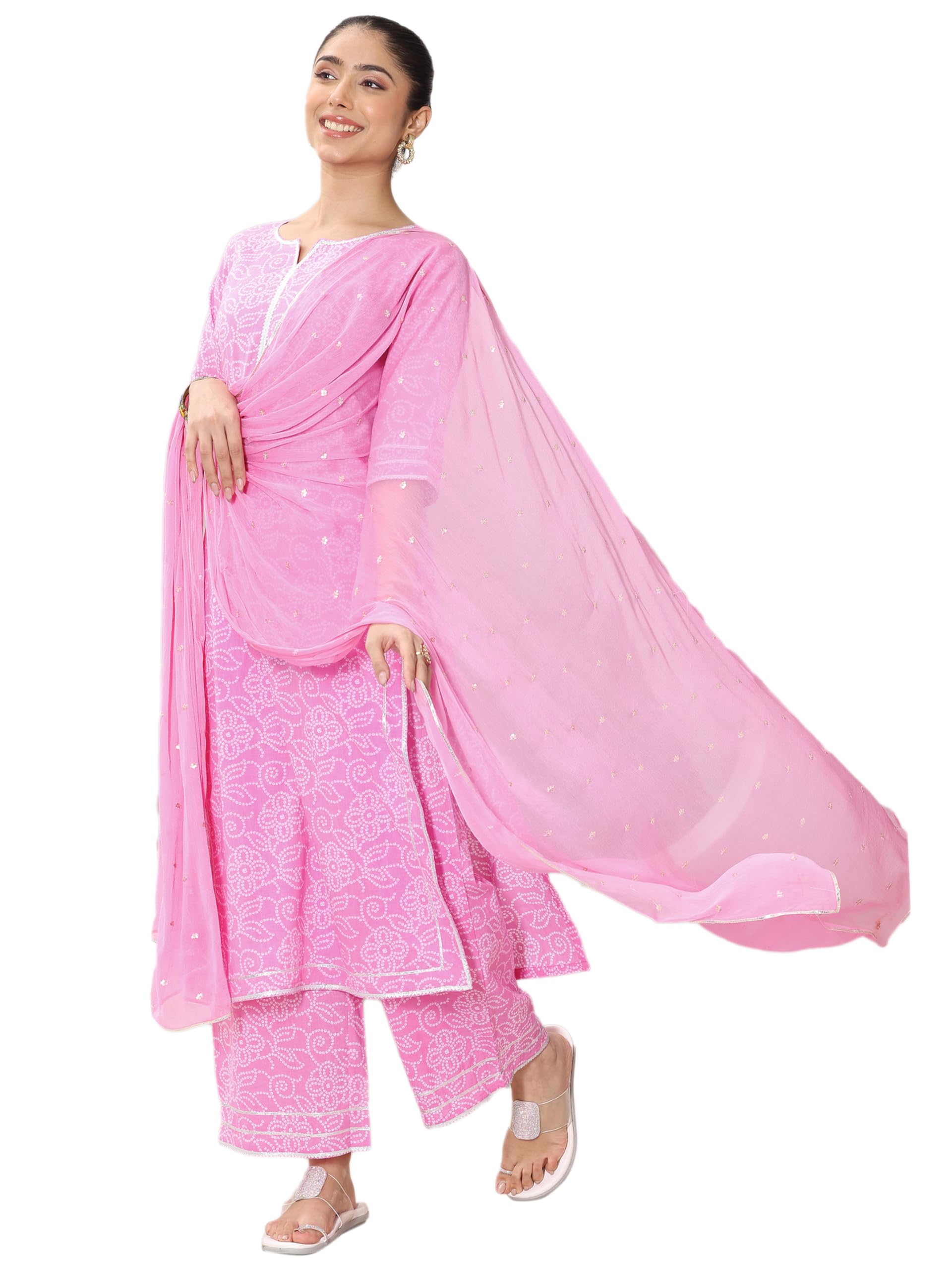 Womens Printed Cotton Straight Kurta With Palazzos and Dupatta-image-41