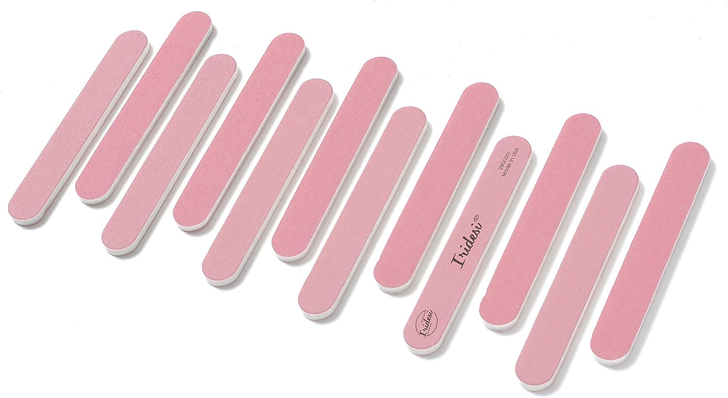 Iridesi Mini Nail Files Pink 3.5 Inches Long by 1/2 Inch Wide Emery Boards 280/320 Grit 12 Fingernail Filers Per Pack