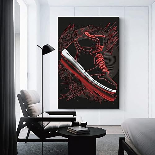 Miniatura 3 de Pósteres de zapatos negros de moda, tenis negros, impresión en lienzo para decoración de habitación de niños, cuadros e impresiones artísticas de
