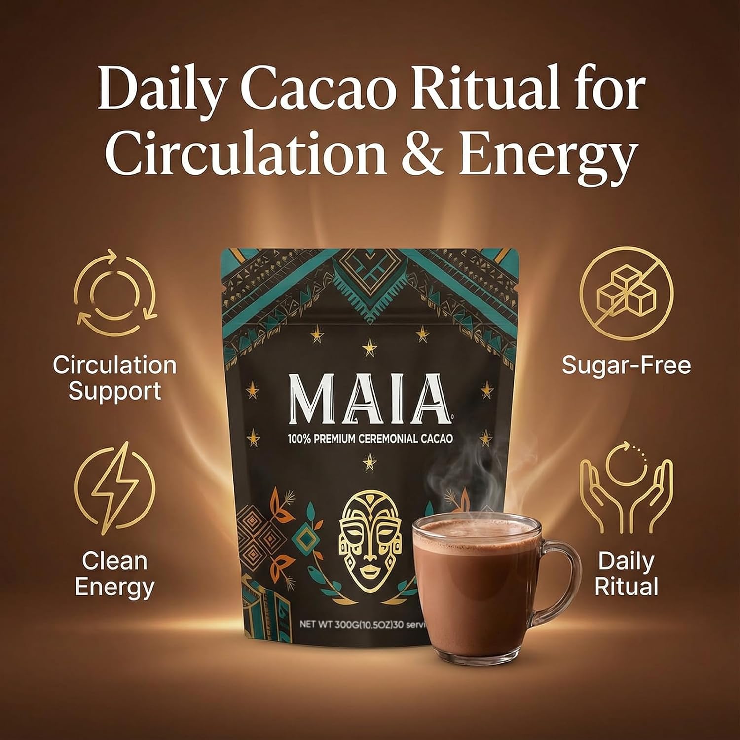 Maia Ceremonial Cacao - e Natural, Enhanced with Flavanol,
