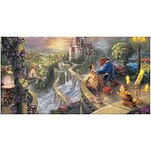 Thomas Kinkade Disney Beauty and The Beast Beauty & the Beast Falling In Love, 16" x 31"