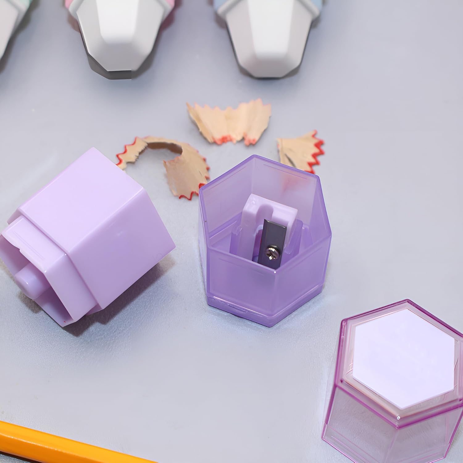 Pencil Sharpener & Eraser,4 Pack Colorful Manual Pencil Sharpener with Eraser,Fun Stationery Back to School Supplies,Classroom Rewards,Birthday Party Favors image 3